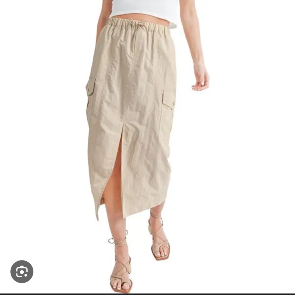 All in Favor khaki Midi Cargo Skirt